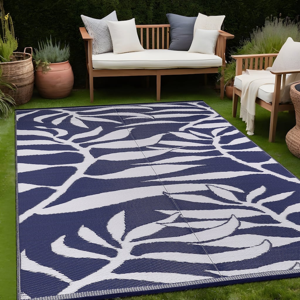 Beverly Rug Tropical Blue Reversible Outdoor Area Rug