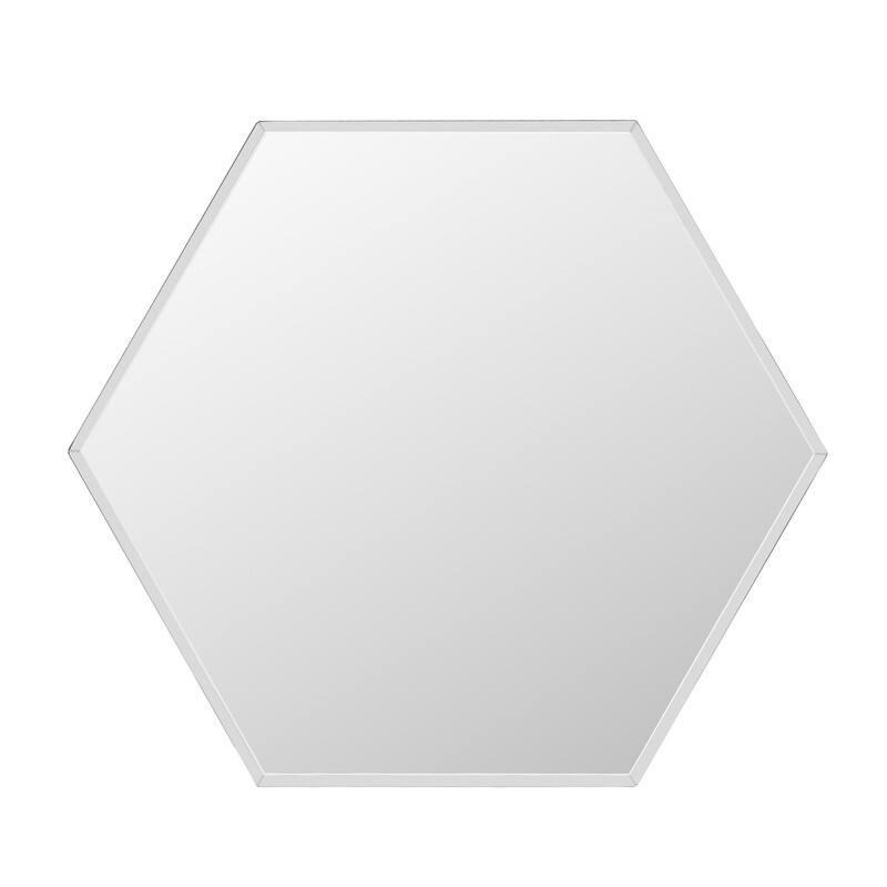 Hexagonal Mirror Top End Table with Crystal-Inlaid