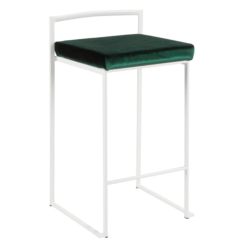Porch & Den Forrest White Stackable Fully Welded Counter Stool (Set of 3)