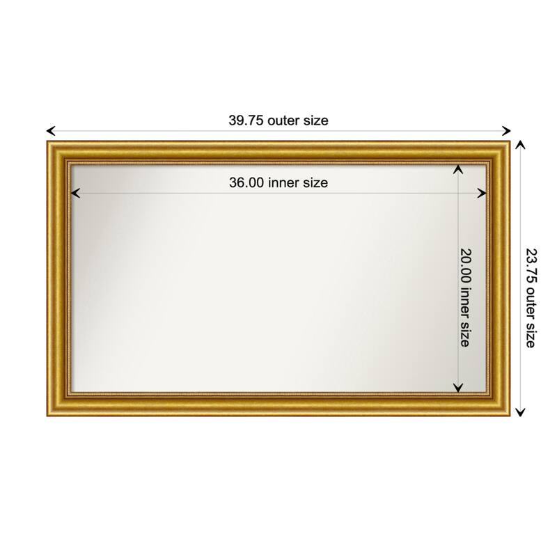Townhouse Gold Framed Non-Beveled Custom Wall Mirror, Bathroom Vanity Mirror - Outer Size: 39.75 x 23.75