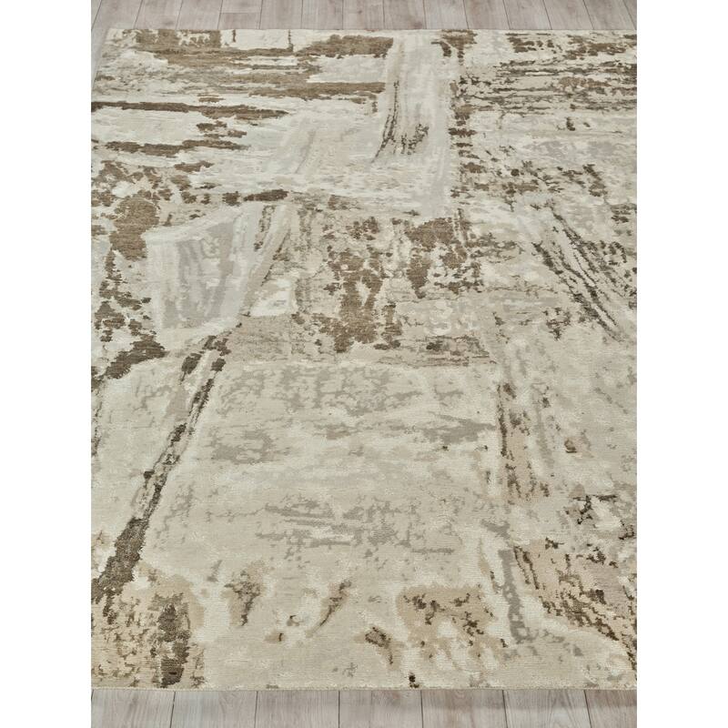 Exquisite Rugs Luxury Laureno Hand-Knotted Bamboo Silk Ivory/Beige Area Rug