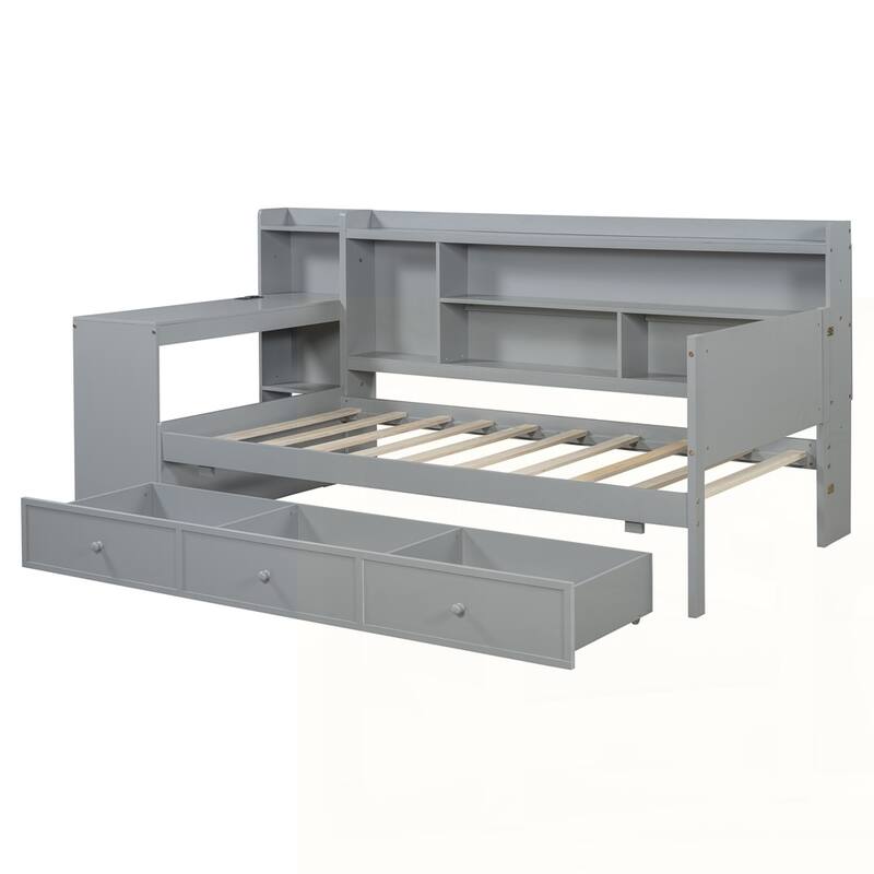 Wooden Daybed With 3 Drawers and USB Ports