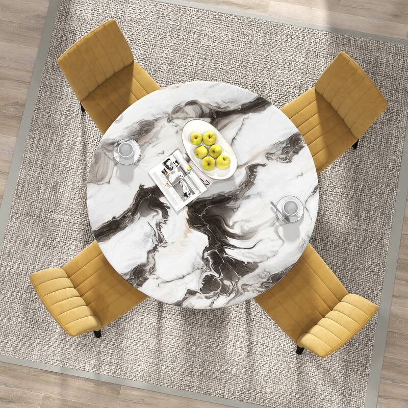 Roundhill Furniture Cavira 5-Piece Round Modern Dining Set