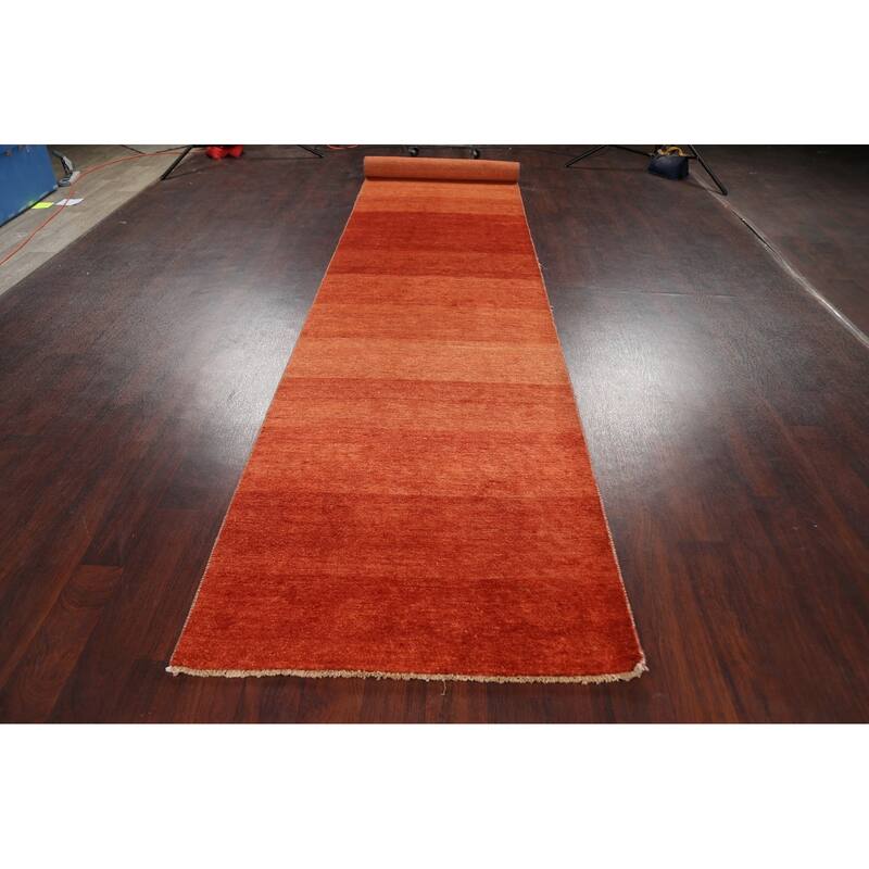 Contemporary Gabbeh Kashkoli Oriental Wool Runner Rug Hand-knotted - 3'2" x 15'7"