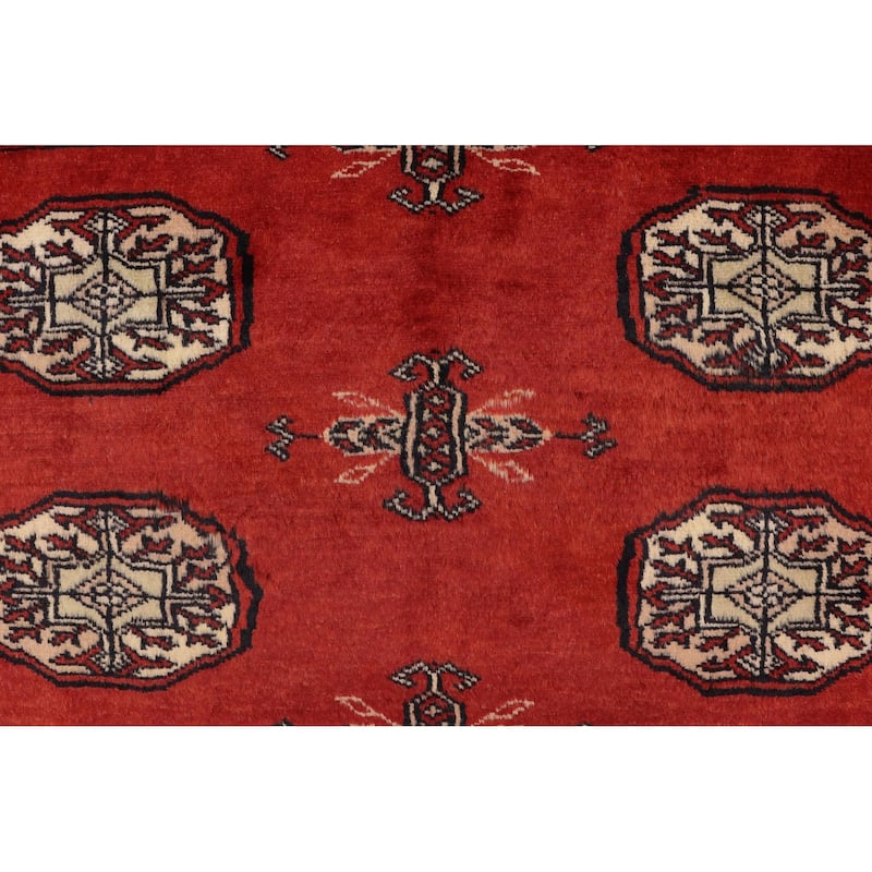 Rustic Bokhara Beckham Red Beige Hand Knotted Rug - 4'0'' x 6'4''