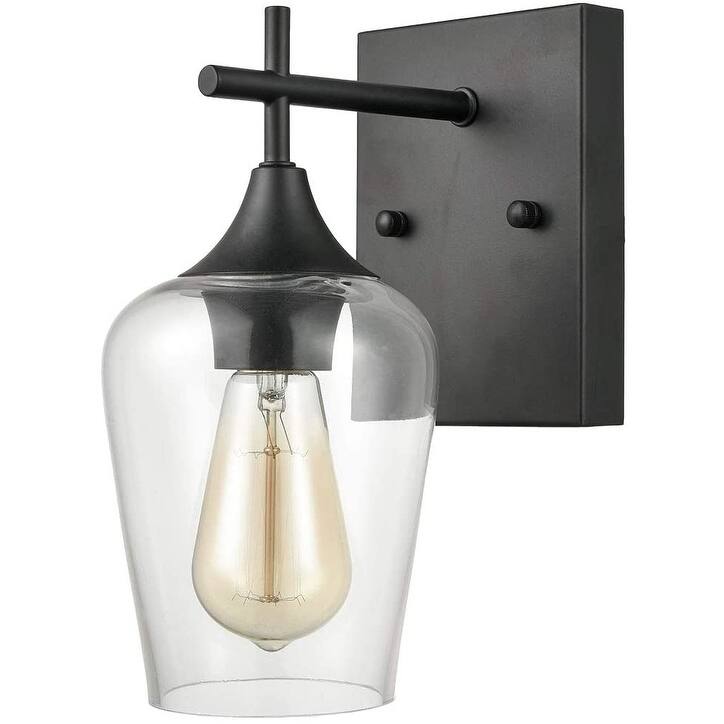 Angers Modern Simplicity 1-Light Clear Glass Wall Sconce Industrial Bathroom Vanity Lighting