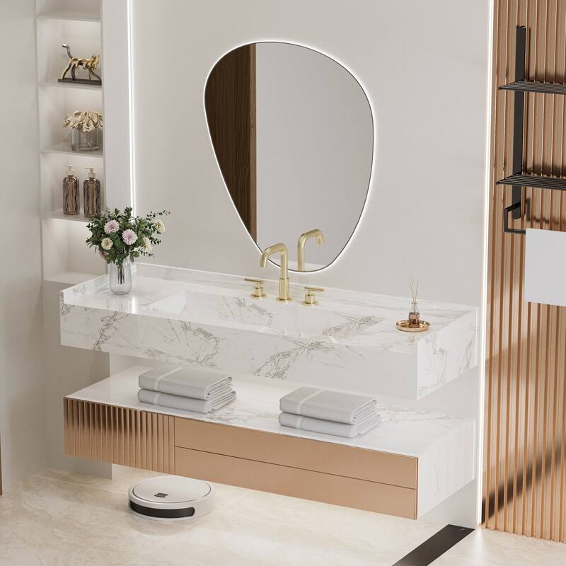 Modland 3-Hole Bathroom Faucet with 360-degree Swivel Spout, CUPC Certified & Leak-Proof, Luxury Brushed Gold