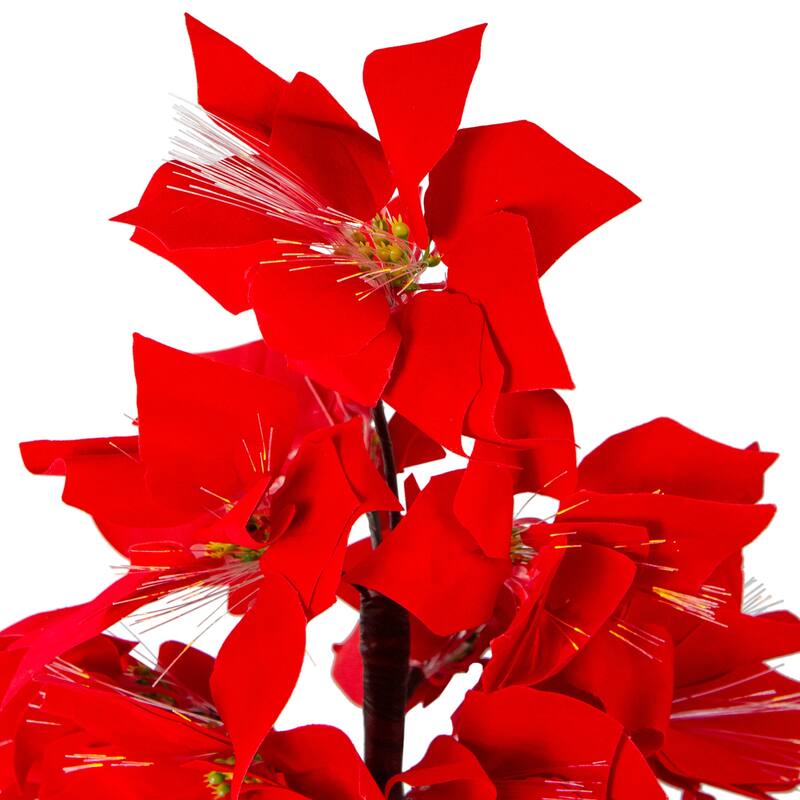 Pre-Lit Fiber Optic Color Changing Red Poinsettia Christmas Tree - 4' - Multi - 4 Foot