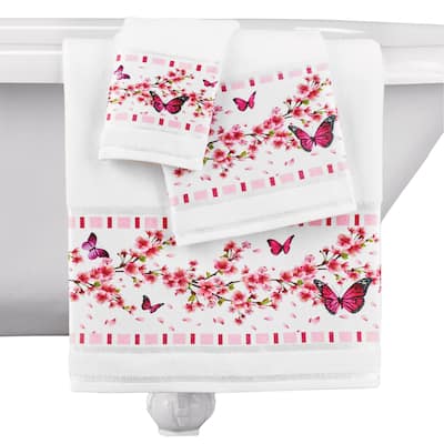 Cherry Blossoms and Butterflies Bathroom Towel Set - 12.000 x 7.500 x 2.250