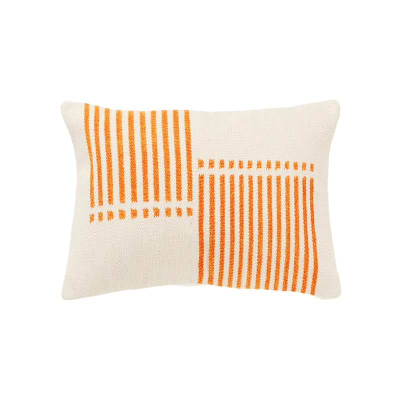 Rizzy Home Transitional Natural Down Filled Pillow - 14"x20" - Natural/Orange