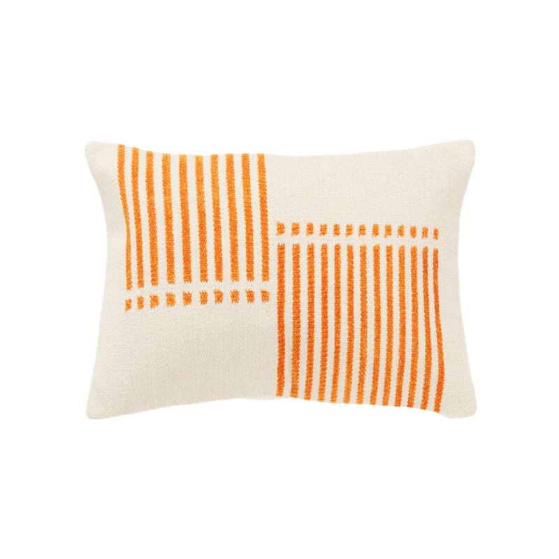 Rizzy Home Transitional Natural Pillow Cover - 14"x20" - Natural/Orange