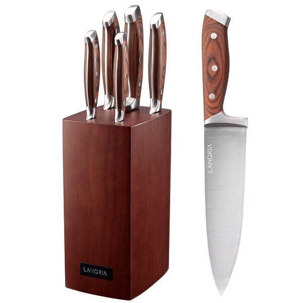 red kitchen knife block set