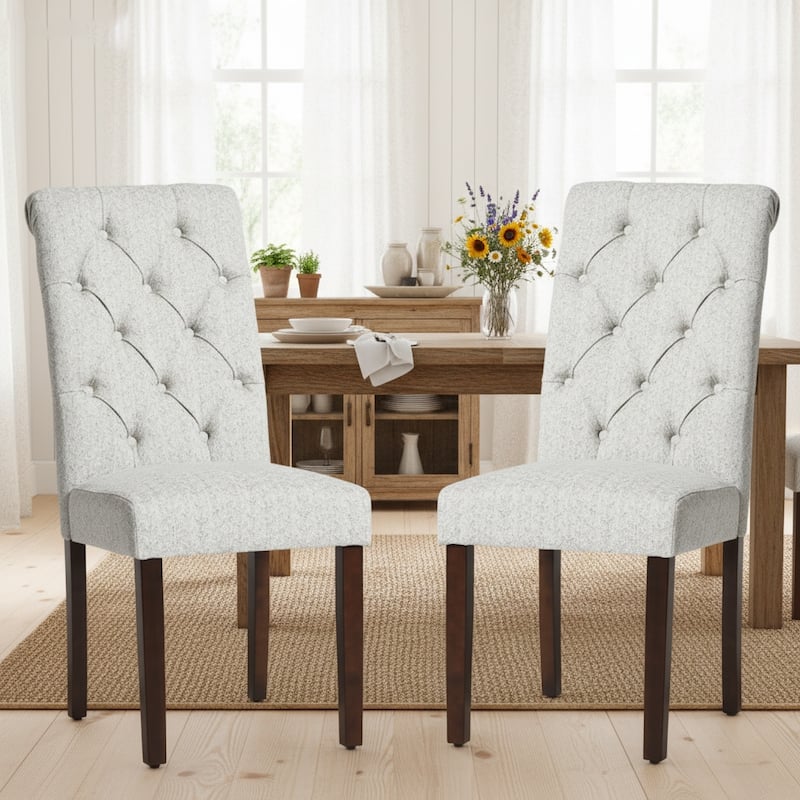 RENEWLINE Tufted Parsons Dining Side Chairs ,Upholstered Fabric Dining Chairs Kitchen Chairs with Padded Seat(Set Of 2)