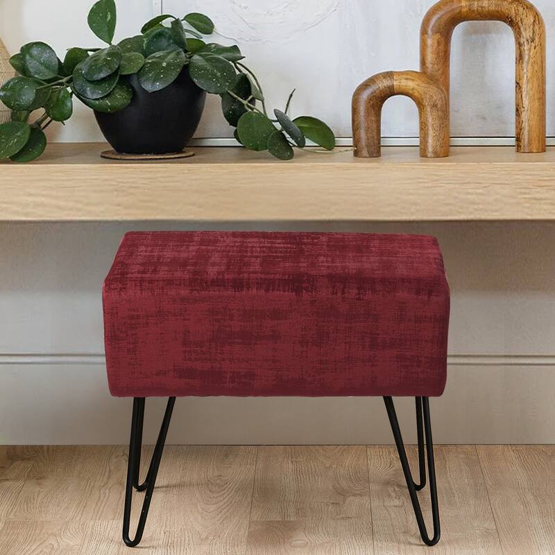 Textured Velvet Ottoman