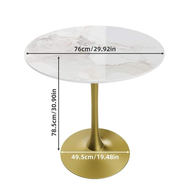 dimension image slide 1 of 2, Kitchen Dining Table Marble Tabletop Round Modern Sintered Stone Bar Bistro Table