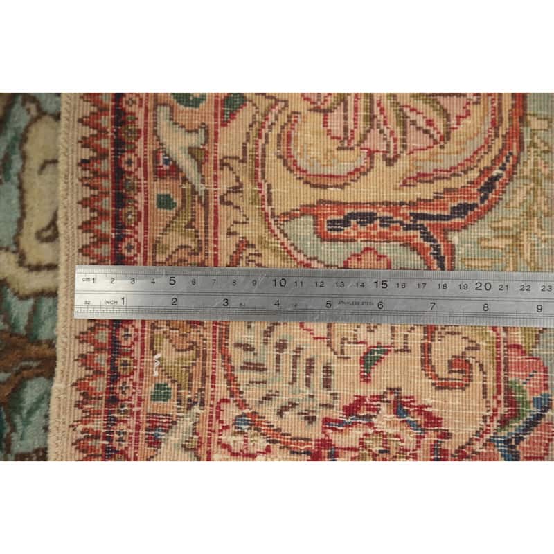 Hand Knotted Oriental 100% Wool Carpet Traditional Floral Beige & Ivories Tabriz Area Rug - 9' 4'' X 6' 0''