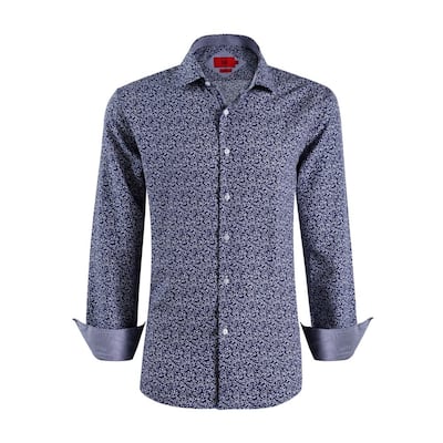 Elie Balleh Boys' Slim Fit Floral Printed Button-Down Shirt