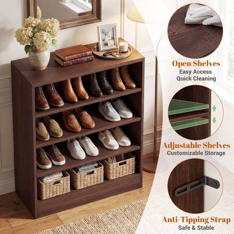 Cimly 45 Pairs Tall Shoe Cabinet, 9-Tier Wooden Shoe Storage Organizer with Adjustable Shelves