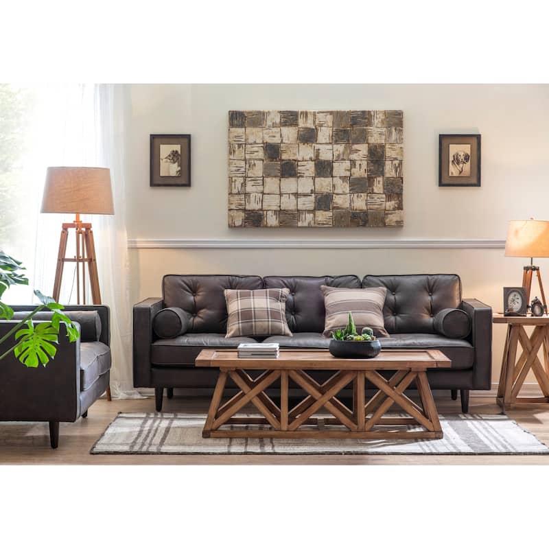 Wood Floor Lamp with Linen Drum Shade