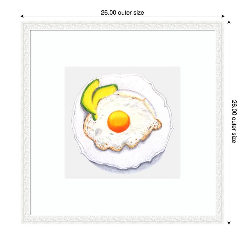Huevo Frito Con Aguacate by Elizabeth C Wood Framed Wall Art Print - White - 26 x 26 in