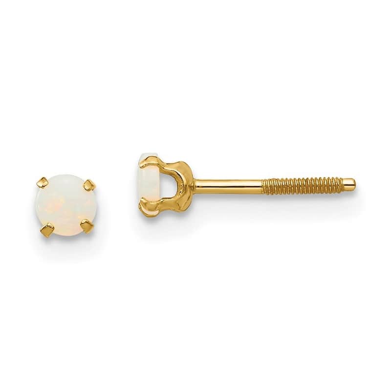 Curata 14k Yellow Gold 3mm Created Opal Earrings (4x4mm)