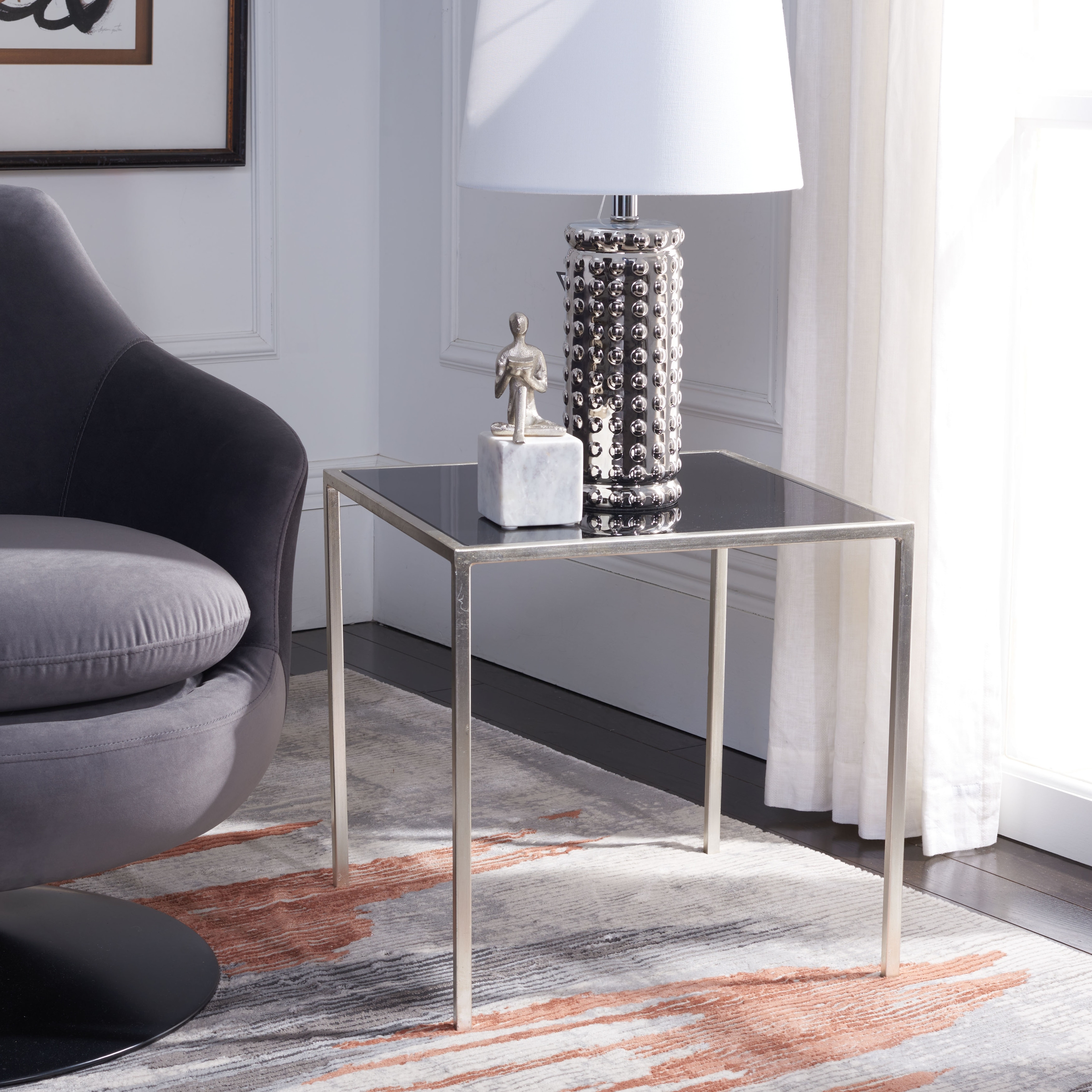 SAFAVIEH Treasures Glam Glass Accent Table, Fully Assembled - 18Wx18Dx18H