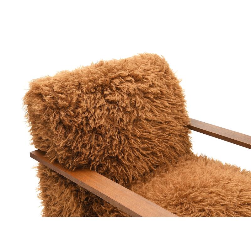 Contemporary Style 1pc Accent Chair Retro Inspired Curves Wooden Arms Tight Seat And Back Primary Living Room