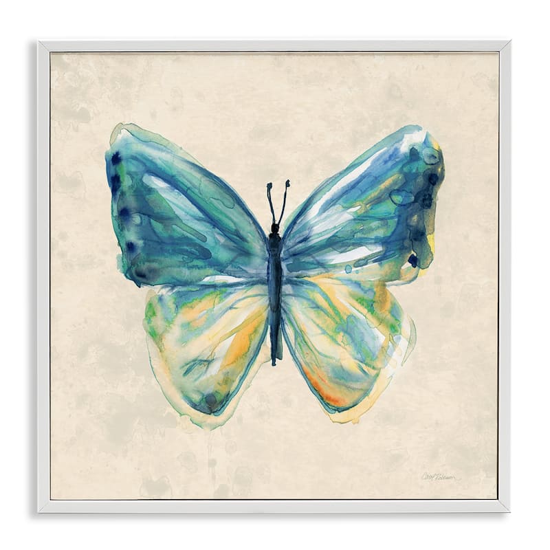 Stupell Bright Watercolor Butterfly Framed Giclee Art Design By Carol Robinson - 17 x 17 - White