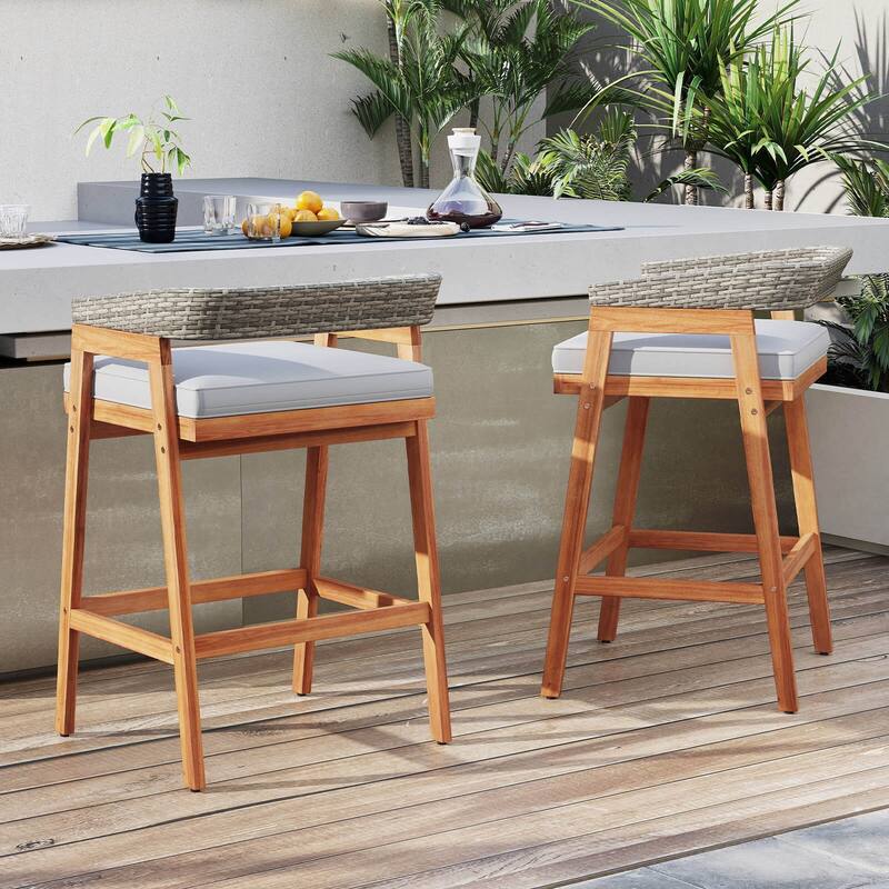 Costway Patio Counter Height Bar Stools Set of 2 with Cushions PE - See Details