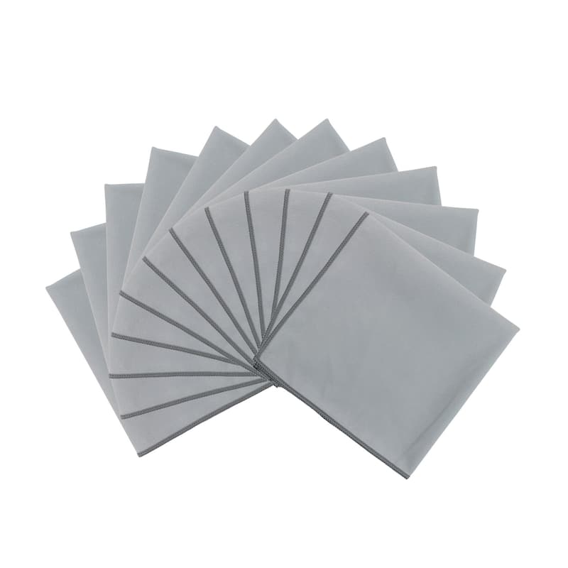 Arkwright 12-Piece Microfiber Suede Window Cleaning Cloths - 16x16 - Grey