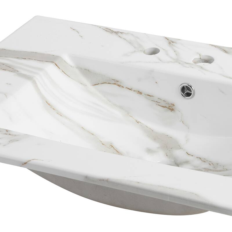 Aubert 3-Hole Classic Contemporary Rectangular Ceramic Single Sink Basin Vanity Top, by JONATHAN Y