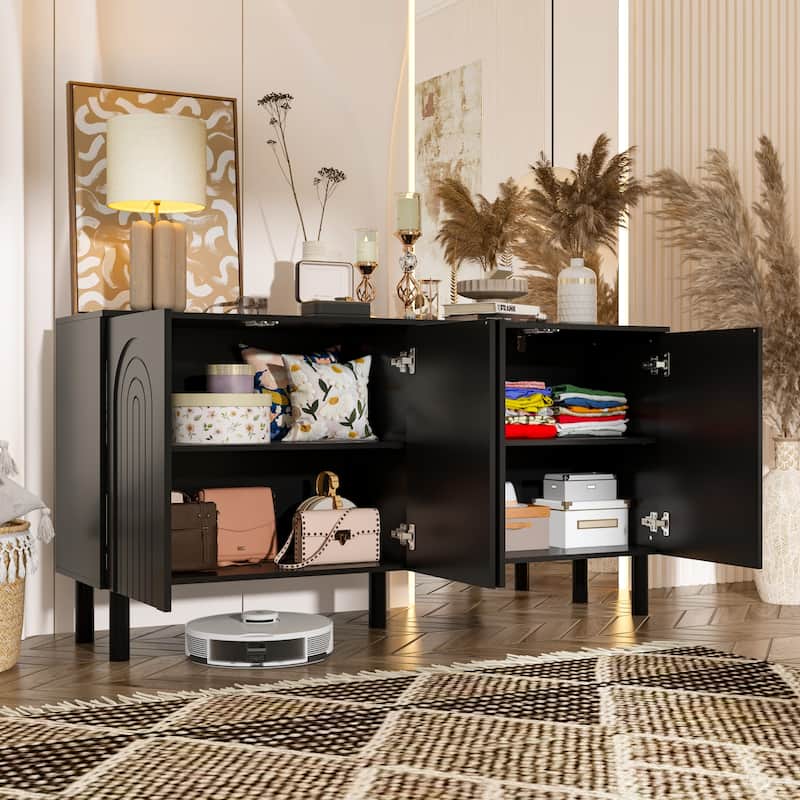 White Sideboard Bookcase Kitchen Cabinet Buffet Credenza End Table Whie/Black