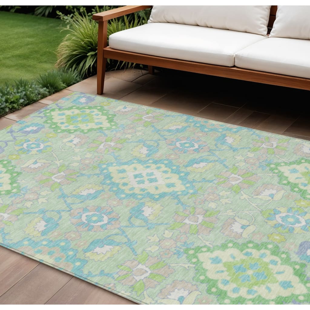 HomeRoots Oriental Traditional Rectangle Outdoor Rug