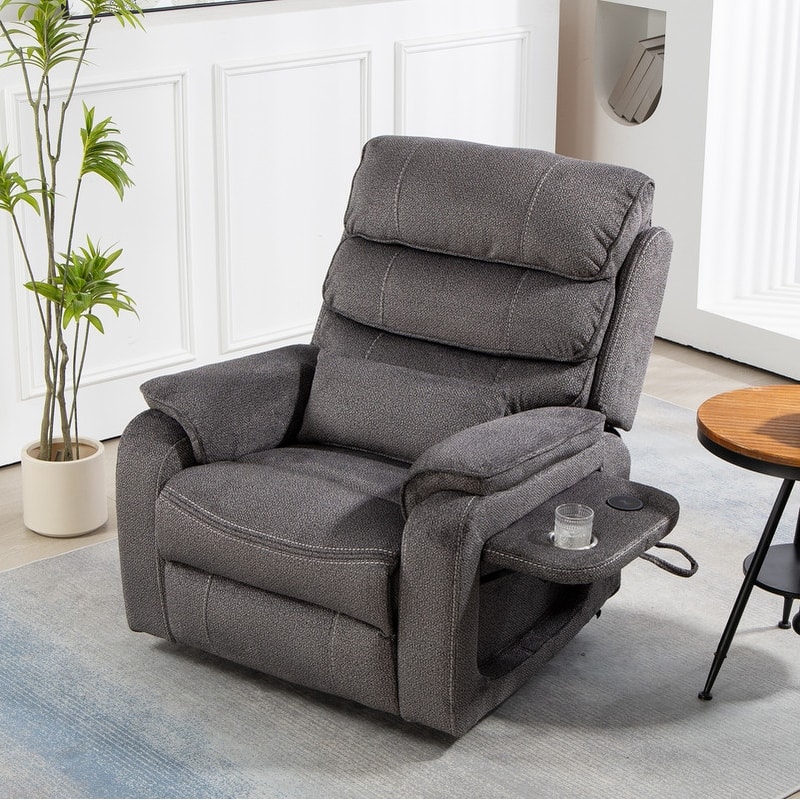 Deluxe Version Dual Motors Power Lift Recliner,Lay Flat 74.8 " Length,100% Polyester,Message/Heat,Eazy Assemble - Grey