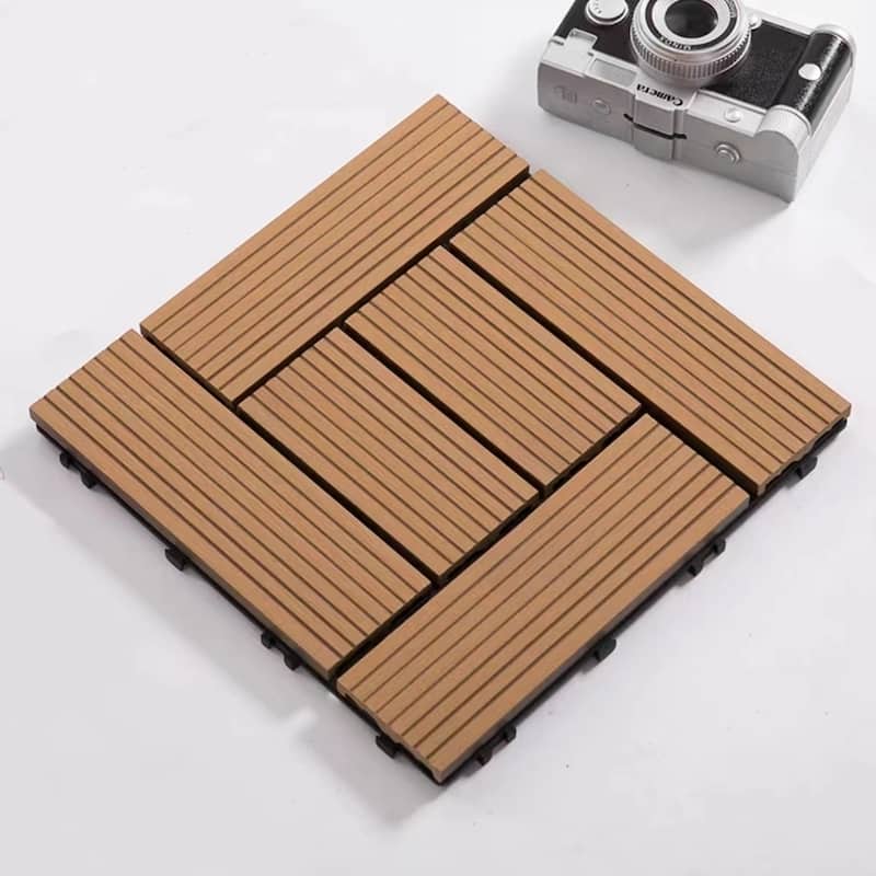 Wood Plastic Composite Deck Tiles Set of 20pcs, Composite Decking Resist Rust, Patio Flooring Outdoor Waterproof,12x12in