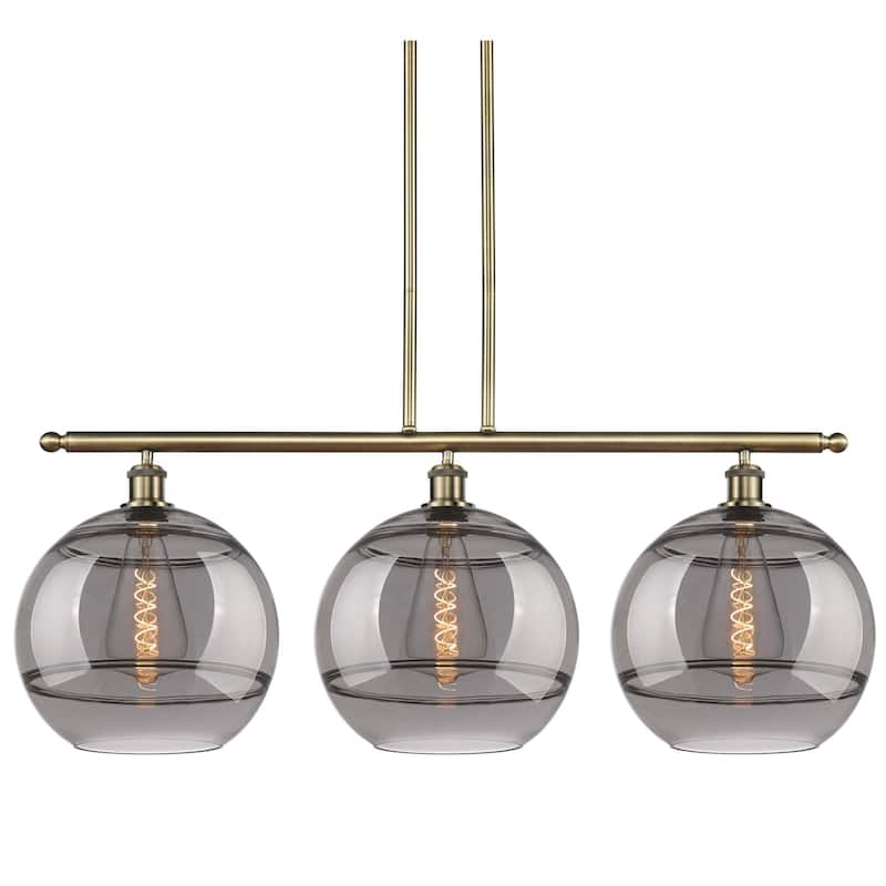 Innovations Lighting 516-3I-14-39 Rochester Pendant Rochester 3 Light - Antique Brass / Light Smoke