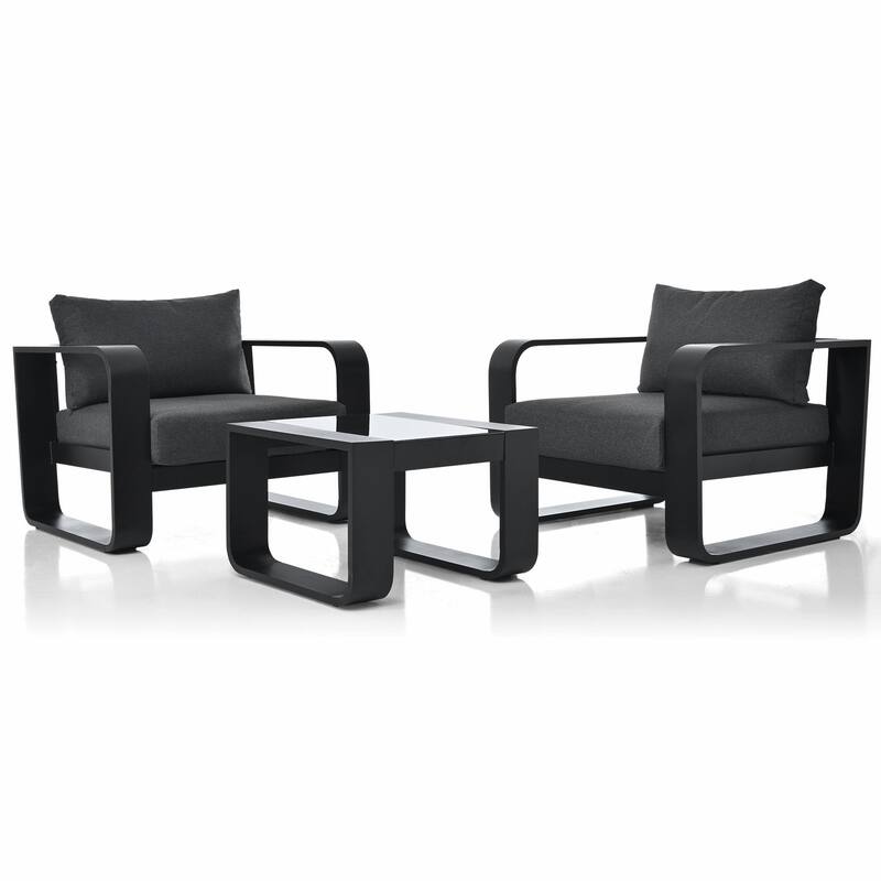 3-Piece Patio Furniture Set with Thick Cushions and Coffee Table