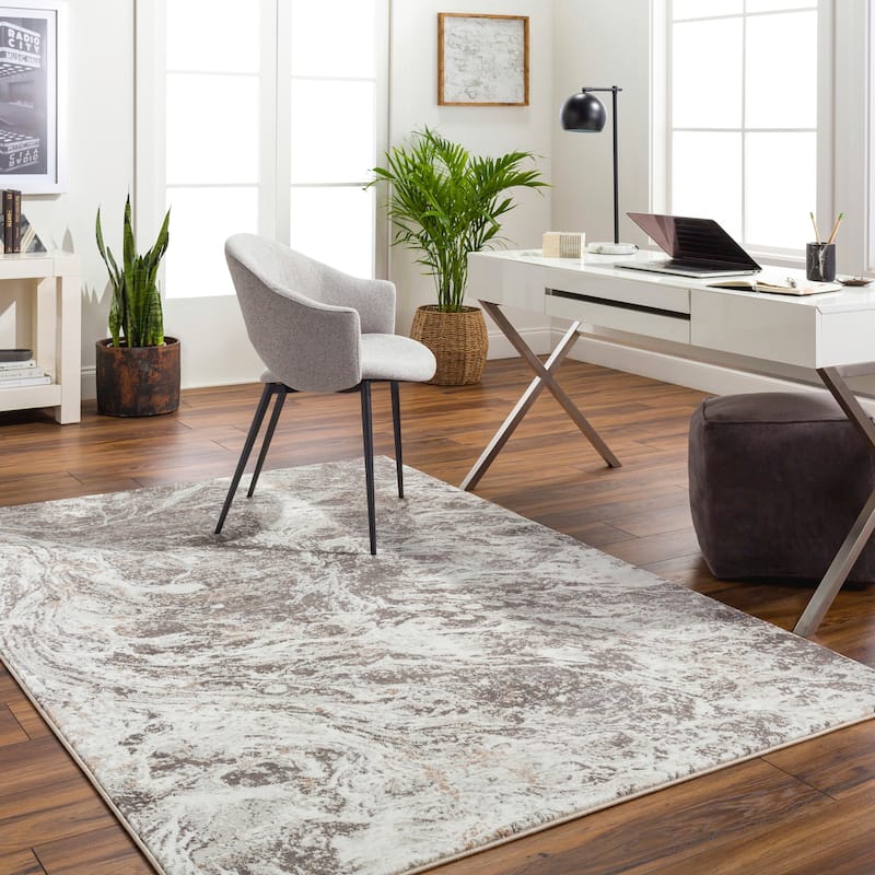 Lanzo Modern Abstract Area Rug - 4' x 6' - Brown/Tan