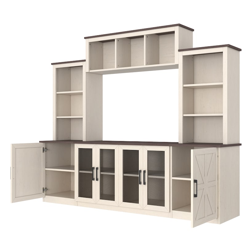 Wall Unit Entertainment Center with Charging Station and USB Charging, with Large Storage Cabinet, TV Stand Media Console