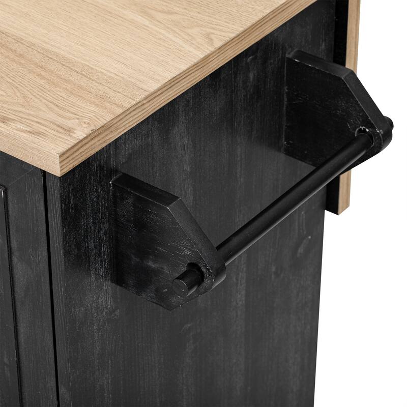 Kitchen Island with Drop Leaf and Towel Rack