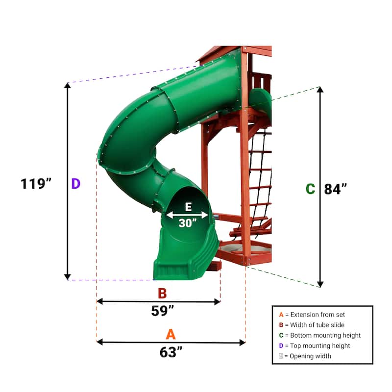 Swing-N-Slide 7' Turbo Tube Slide - Blue, Mounts to 7' Platform - 118.75"H x 58.69"W x 63.44" L