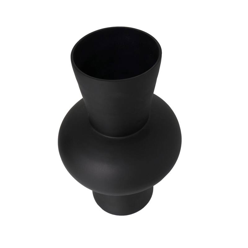 Black or White Glass Trumpet Vase with Wide Rounded Center (Set of 2)