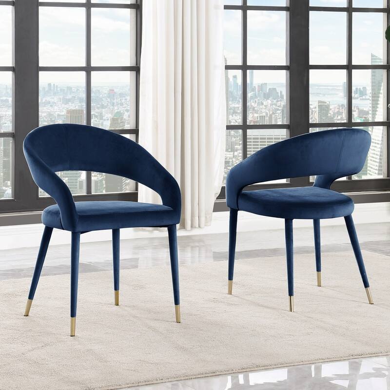 Best Master Furniture Ellis Contemporary Faux Leather Upholstered Dining Chair with Gold Accent (Set of 2)