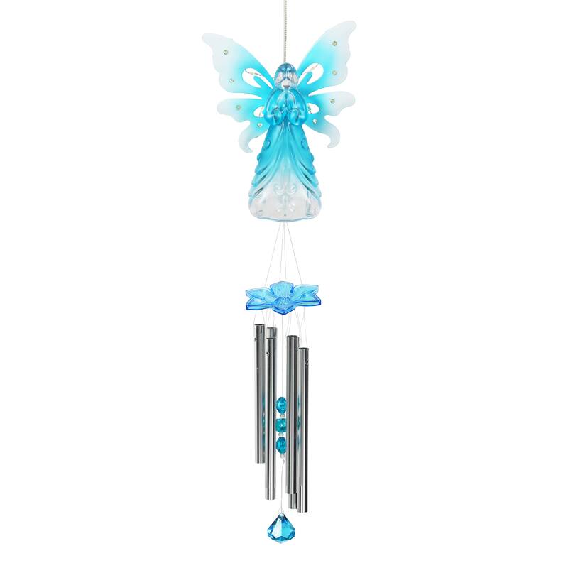 Exhart Large Solar Acrylic Angel Wind Chime, 6.5 by 42 Inches