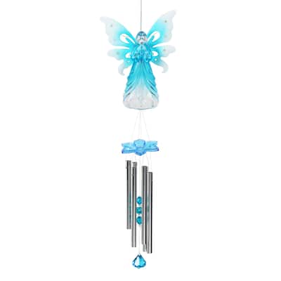 Exhart Large Solar Acrylic Angel Wind Chime, 6.5 by 42 Inches