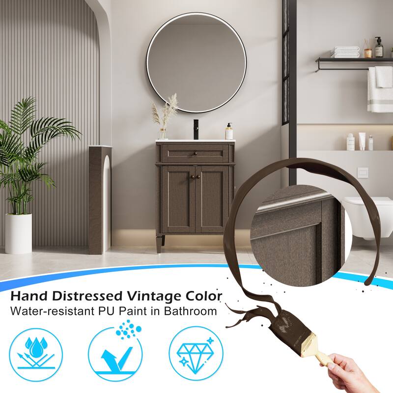 Retro Bathroom Vanity W/ Drop in Sink Combo Cabinet Set