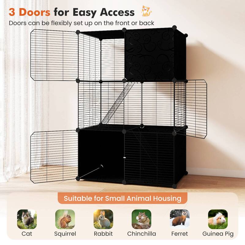 Costway 3-Tier Indoor Metal Wire Kitten Enclosure with 2 Ramps, Pet - See Details