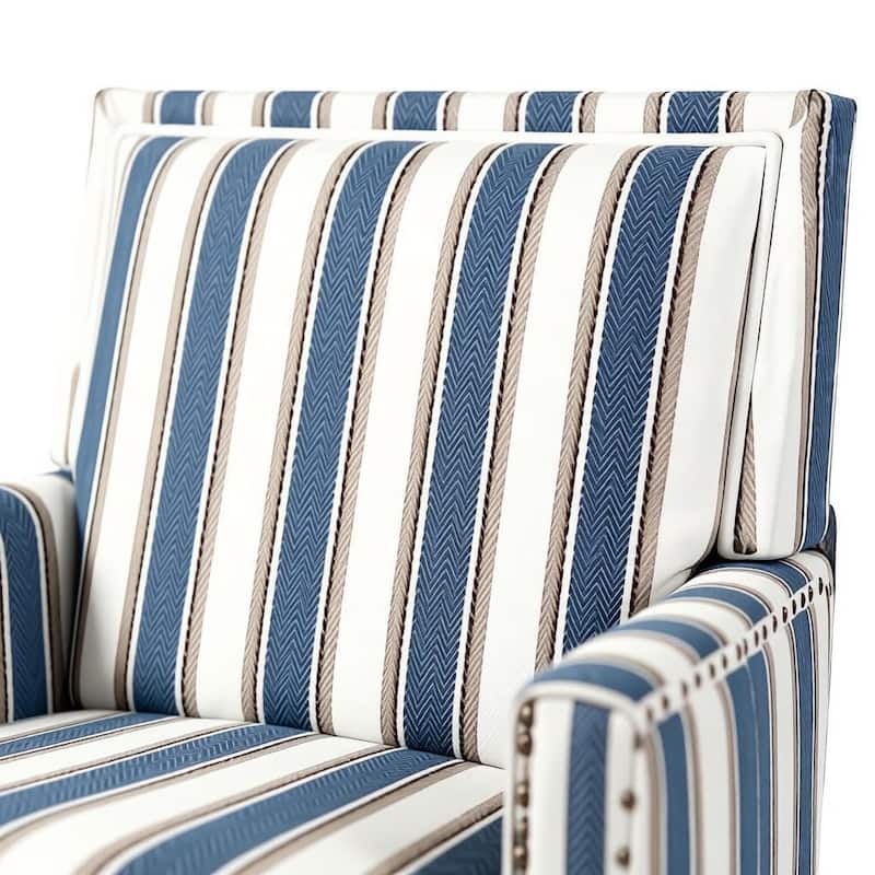 Modern Upholstered Striped Accent Chairs with Arms and High Back