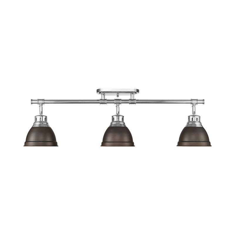 Yep by Golden Lighting Duncan 3-light Semi-Flush Mount in Chrome and Rubbed Bronze shade - 3-Light Semi-flush