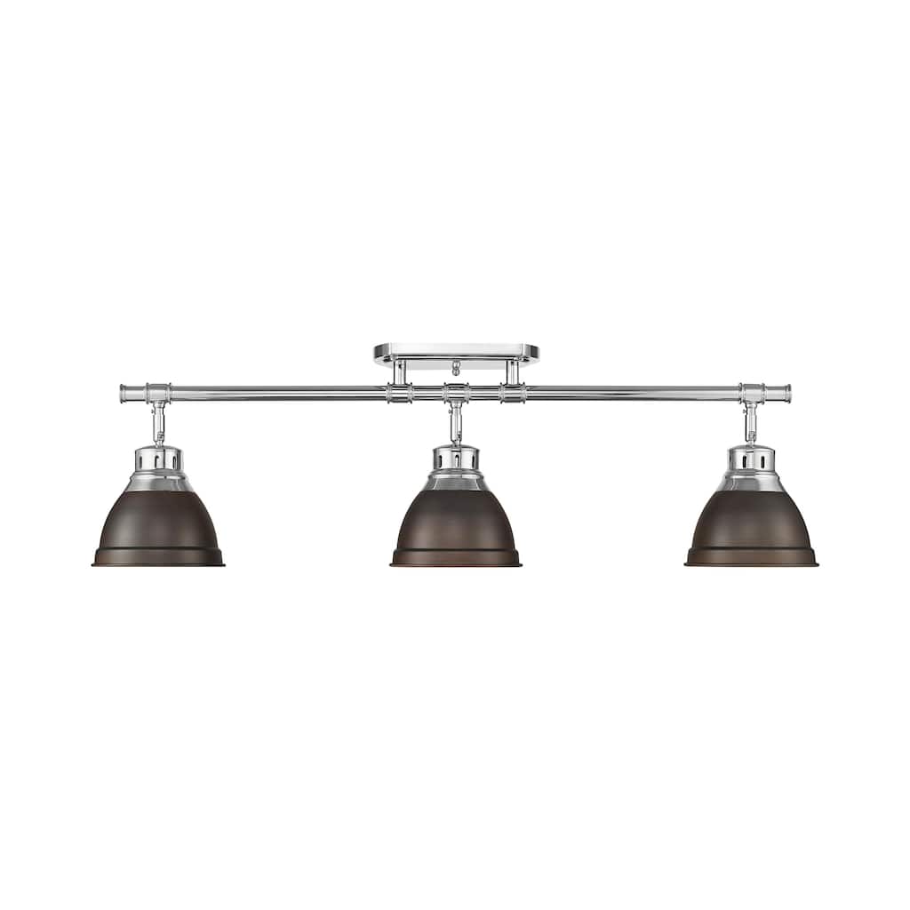 Yep by Golden Lighting Duncan 3-light Semi-Flush Mount in Chrome and Rubbed Bronze shade - 3-Light Semi-flush